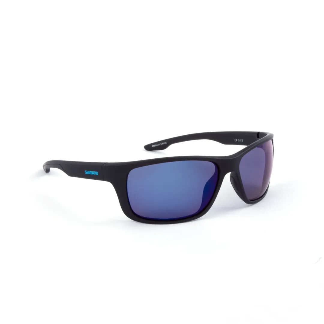 Shimano Polaroid Solbriller Matte Black & Blue Mirror Sport - Fiskebriller