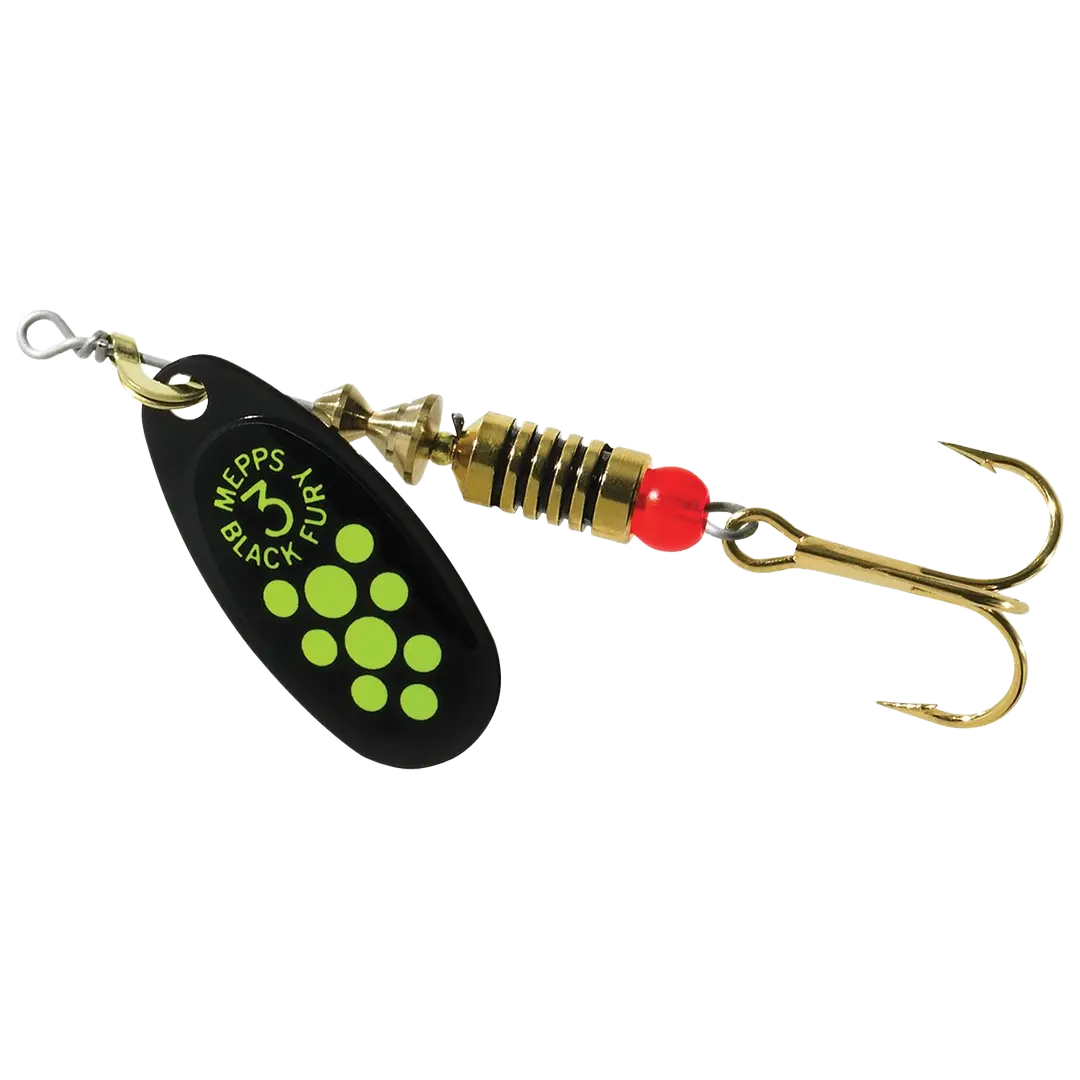 Mepps Black Fury Black/Chartreuse Dots St. 4 9gram - Spinner