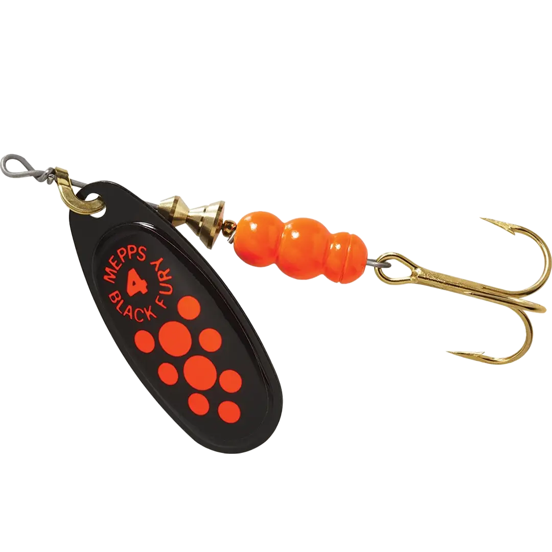 Mepps Black Fury Black/Orange Dots St. 4 9gram - Spinner