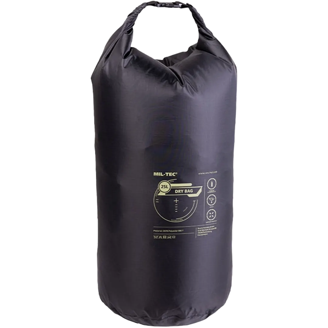 Mil-Tec Dry Bag Black 25 Liter - Drybags/vandtætte poser