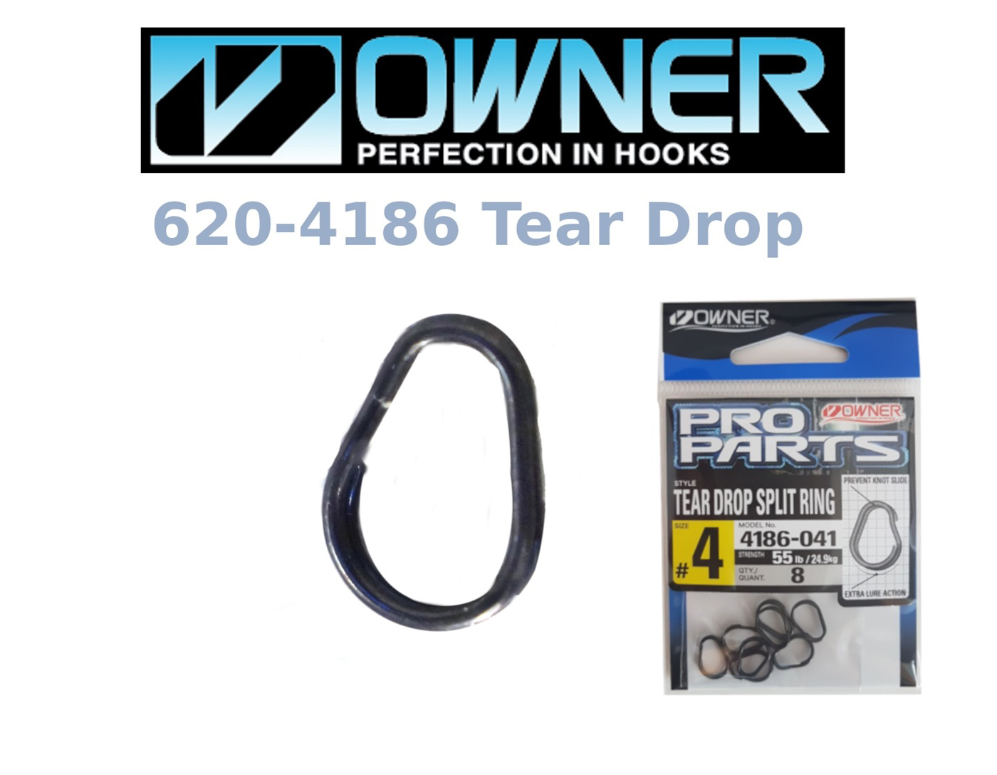 Owner tear drop Split Ring BC #2 - Blinklåse, Svivler, Springringe
