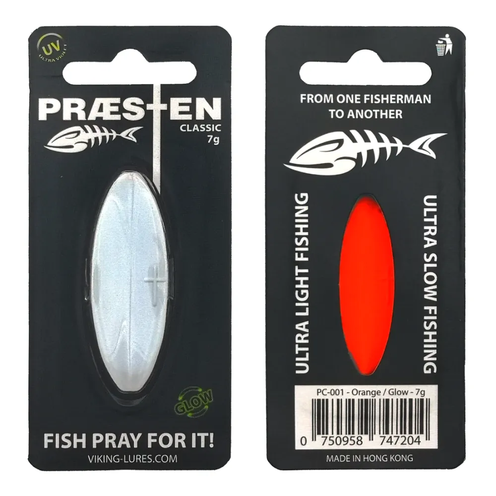 OGlures - Præsten Classic 7gram Orange / White (Glow) - Gennemløber