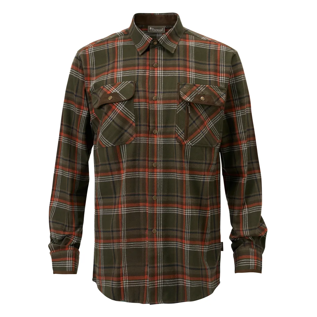 Pinewood Prestwick Exclusive Shirt Men's Green/Burned Orange 3XL - Langærmede skjorter
