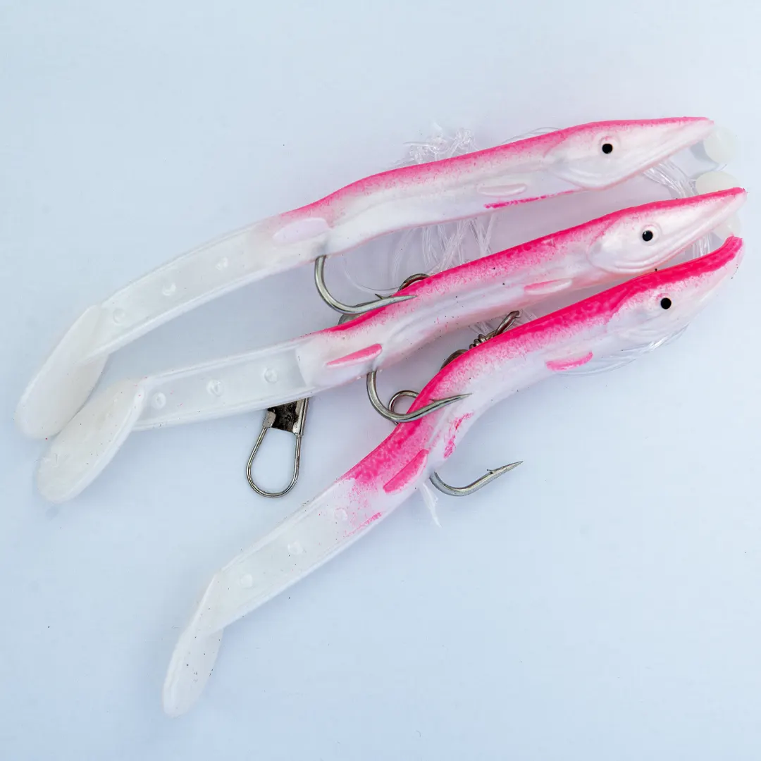 SFG Pighvar forfang Pink 3/0 med 3 gummi tobis - Silde/Makrelforfang