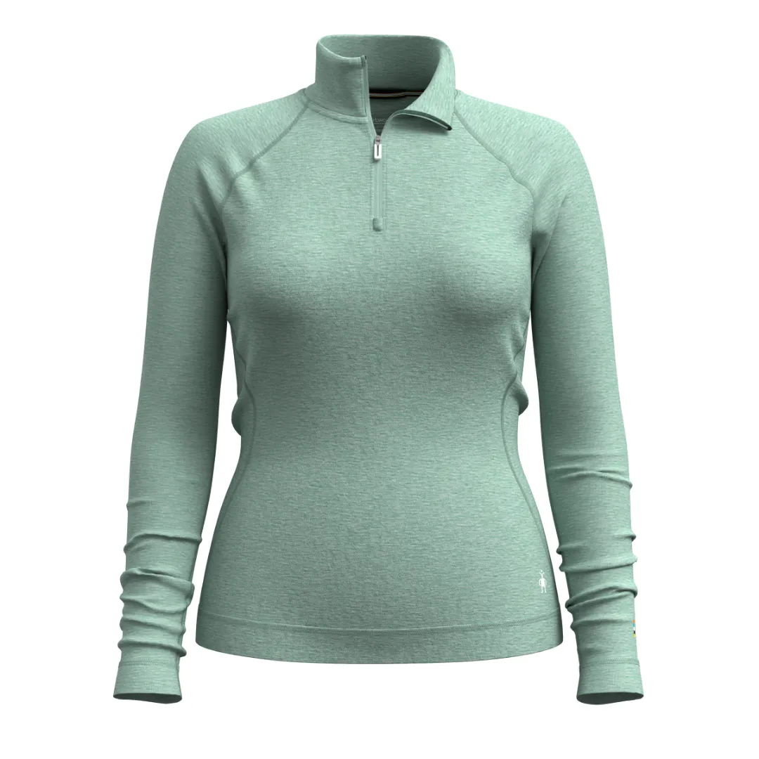 Smartwool Women's Classic Thermal Merino Base Layer 1/4 Zip Arctic Green Heather S - Undertøj