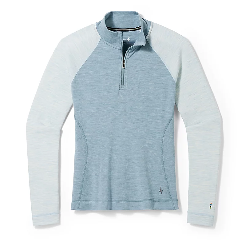 Smartwool Women's Classic Thermal Merino Base Layer 1/4 Zip Lead Heather (lyseblå/grå) S - Undertøj
