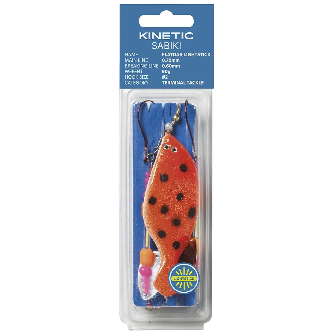 Kinetic Sabiki Flatdab Lightstick Rig Red/Brown 90gram - Fladfiskeforfang