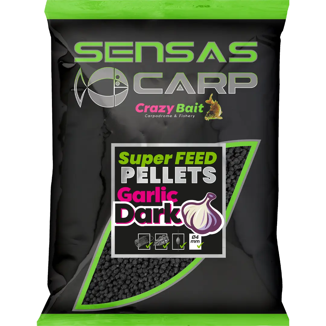 Sensas Super Feed Pellets 650g 4mm Dark Garlic - Pellet