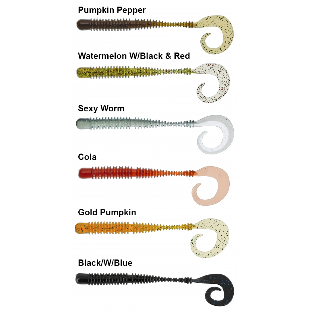 Illex Magic Ring Curly Worm 4" 10cm Pumpkin Pepper - Aborre
