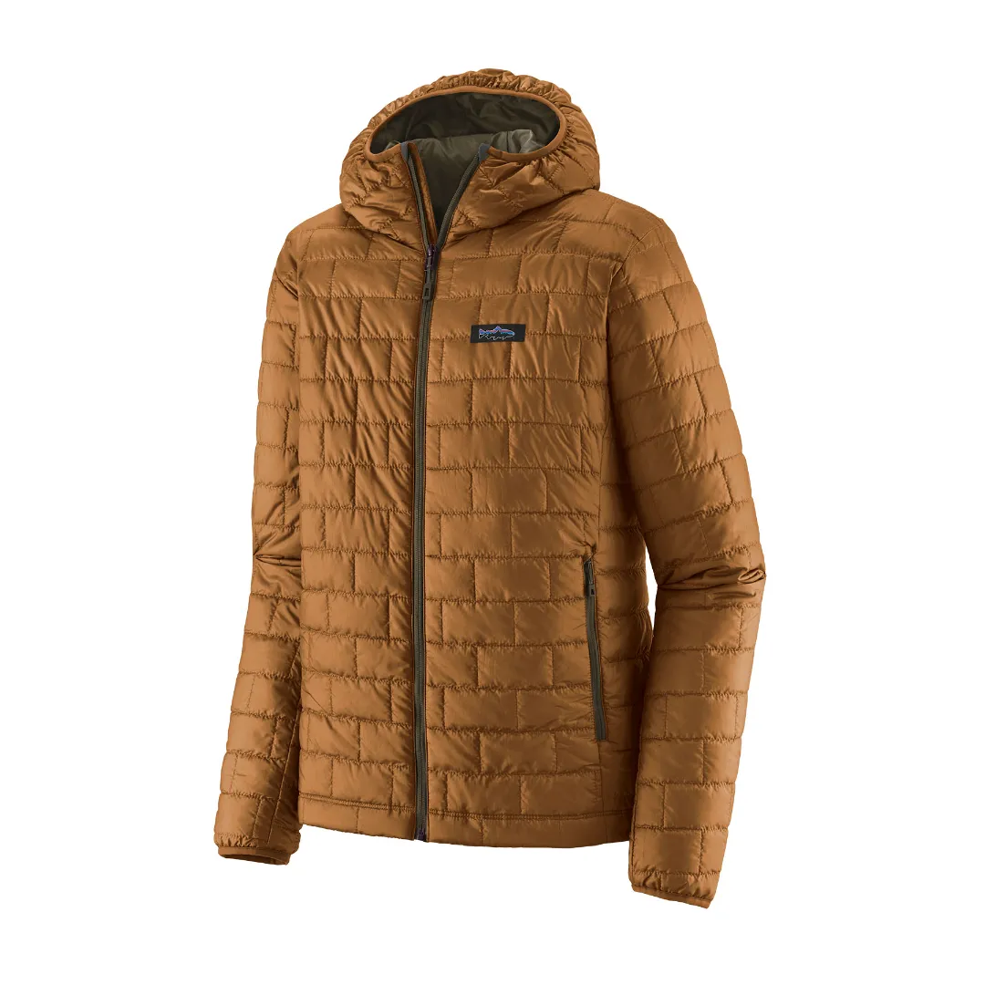 Patagonia Men's Nano Puff Fitz Roy Trout Hoody UDGÅET FARVE SHBN (Shelter Brown) S - Fritidsjakker
