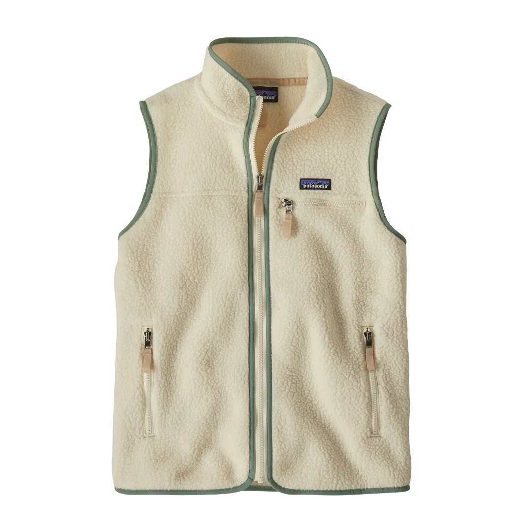 Patagonia Women's Retro Pile Fleece Vest NTLE (Natural w/Ellwood Green) XL - Veste