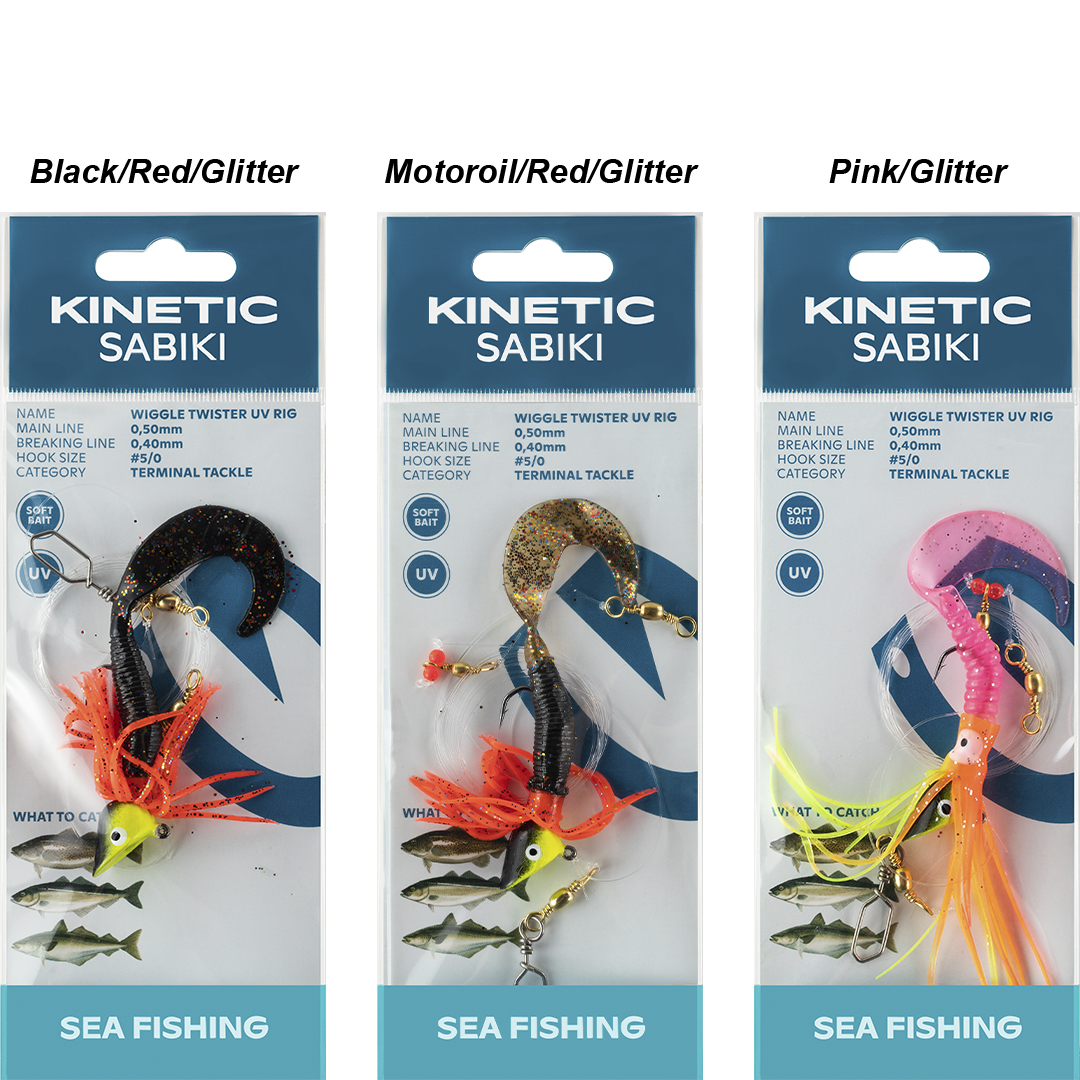 Kinetic Sabiki Wiggle Twister UV Rig Pink/Glitter - Havforfang