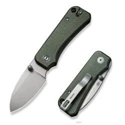 CIVIVI Baby Banter Green Micarta Gray Stonewashed Nitro-V Blade