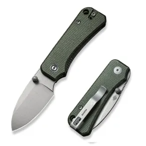 CIVIVI Baby Banter Green Micarta Gray Stonewashed Nitro-V Blade