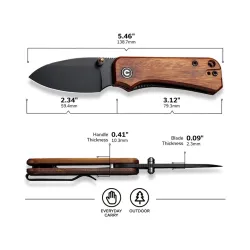 CIVIVI Baby Banter Cuibourtia Wood Black Stonewashed Nitro-V Blade