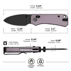 CIVIVI Baby Banter 2 Purple Aluminum Black Stonewashed Nitro-V Blade
