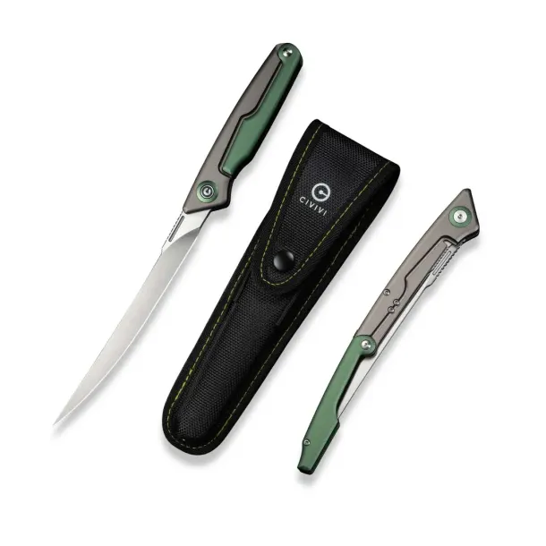 CIVIVI Shawka Gray/Green Aluminum Handle Satin Finished 14C28N Blade