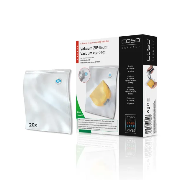 Caso ZIP poser 20x23 cm 20 stk m/QR-labels 150 my