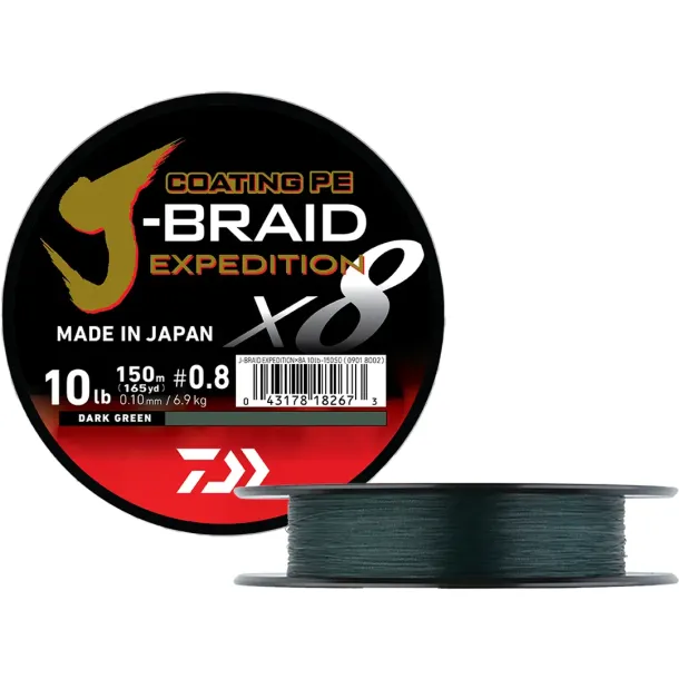 Daiwa J-Braid Expedition 150m Gr&oslash;n 0,10mm 6,9kg Gr&oslash;n 0,10mm 6,9kg