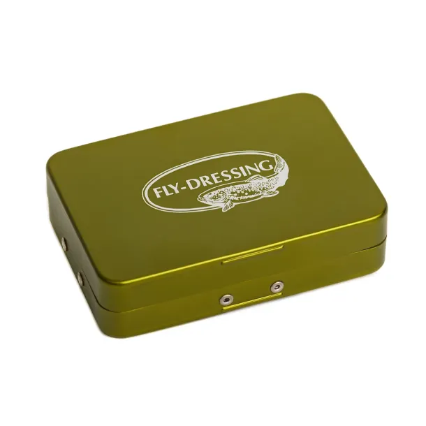 Fly-Dressing Aluminium box 6 Rum Olive Flueboks