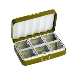 Fly-Dressing Aluminium box 6 Rum Olive Flueboks