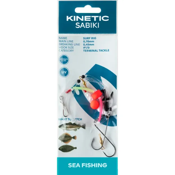 Kinetic Sabiki Surf Rig Red/Pearl Red/Pearl