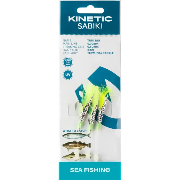 Kinetic Sabiki Trio Rig Chartreuse Flash Chartreuse Flash