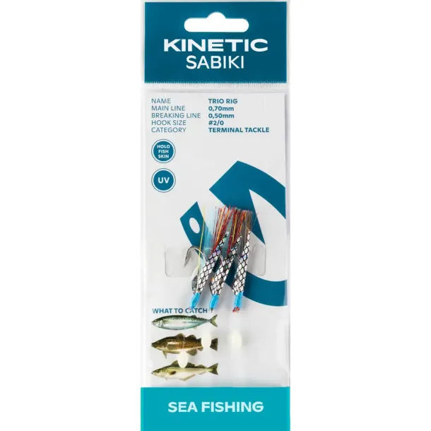 Kinetic Sabiki Trio Rig Red/Blue Flash Red/Blue Flash