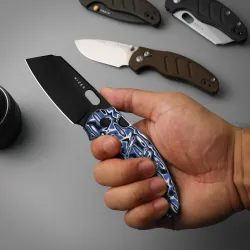 Kizer Sheepdog C01C 2.9 BS | Kizer Button Liner Lock | Nitro-V | vortex pattern micarta | PVD Coating