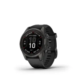 Garmin ur Fenix 7s Pro Sapphire solar Edition- Carbon Grey DLC Titanium med sort rem