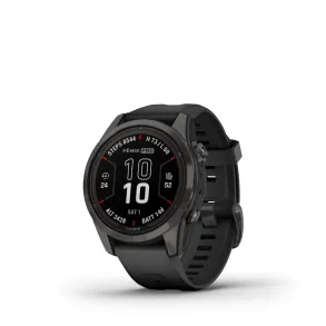 Garmin ur Fenix 7s Pro Sapphire solar Edition- Carbon Grey DLC Titanium med sort rem