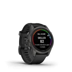 Garmin ur Fenix 7s Pro Sapphire solar Edition- Carbon Grey DLC Titanium med sort rem