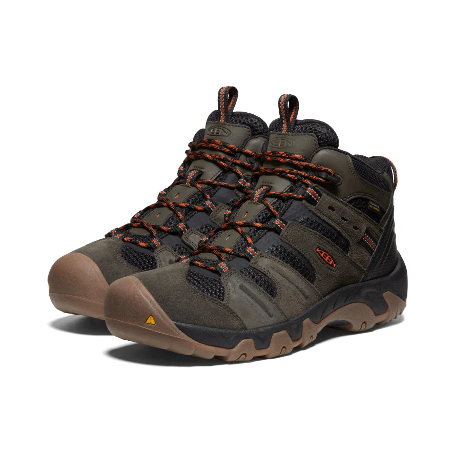 Keen Men's Headout Waterproof Hiking Boot Black Olive/Fossil Orange 44 - Vandrestøvler