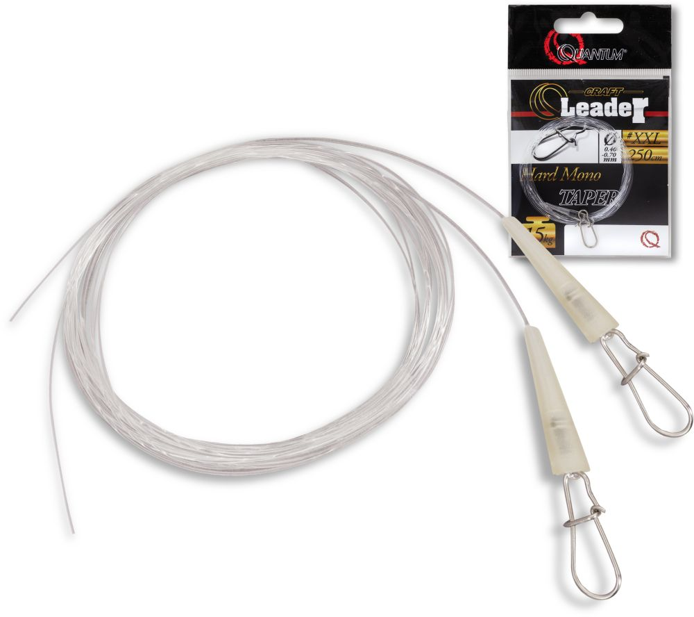 Quantum Q-Leader Hard Mono Taperede Leader 2 stk. 9kg - Wire-floucarbon forfang & Stingers