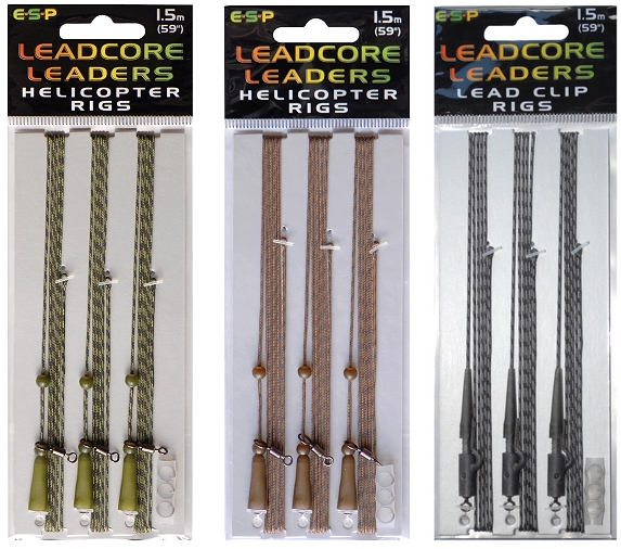 ESP Leadcore Leaders Lead Clip Rigs 1m (3stk) 1 meter Brun - Karpe rigs